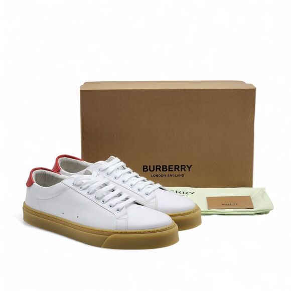 Burberry Men's Rangleton Low Top Sneakers in White 44.5 11.5 NWB - Picture 1 of 8